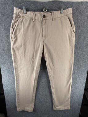Peter Manning Pants Men Beige Garment Dyed Chino Twill Standard Fit ACTL 35X28